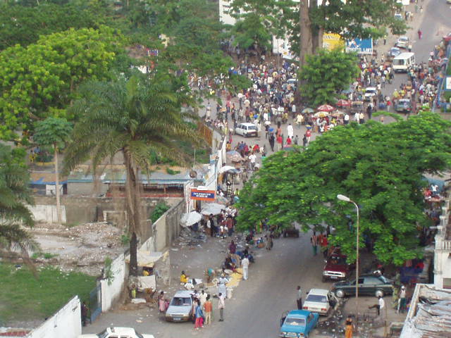 my street bustling with trade from Brazzaville